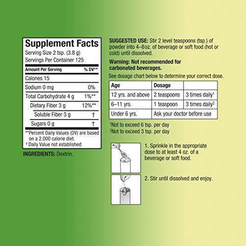 Equate Fiber Powder Clear Soluble - 125 Servings, 16.7 oz (2)