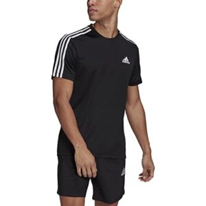 adidas Men's AEROREADY 3-Stripes Tee, Black/White, Medium