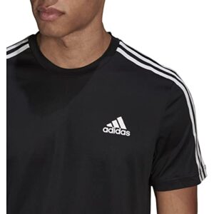 adidas Men's AEROREADY 3-Stripes Tee, Black/White, Medium