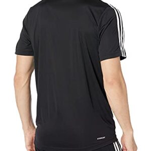 adidas Men's AEROREADY 3-Stripes Tee, Black/White, Medium