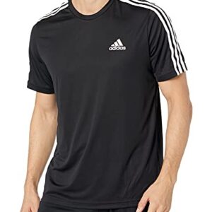 adidas Men's AEROREADY 3-Stripes Tee, Black/White, Medium