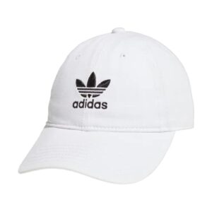 adidas originals women’s relaxed fit adjustable strapback cap, white/black, one size