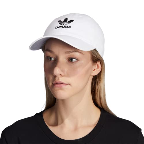 adidas Originals Women's Relaxed Fit Adjustable Strapback Cap, White/Black, One Size