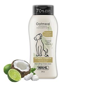 wahl dry skin & itch relief pet shampoo for dogs – oatmeal formula with coconut lime verbena & pet friendly formula, 24 oz – model 820004a