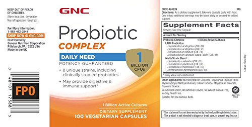 GNC Probiotic Complex Daily Need with 1 Billion CFUs, 100 Capsules, Daily Probiotic Support