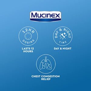 Chest Congestion, Mucinex 12 Hour Extended Release Tablets, 40ct, 600 mg Guaifenesin Relieves Chest Congestion Caused by Excess Mucus, #1 Doctor Recommended OTC expectorant