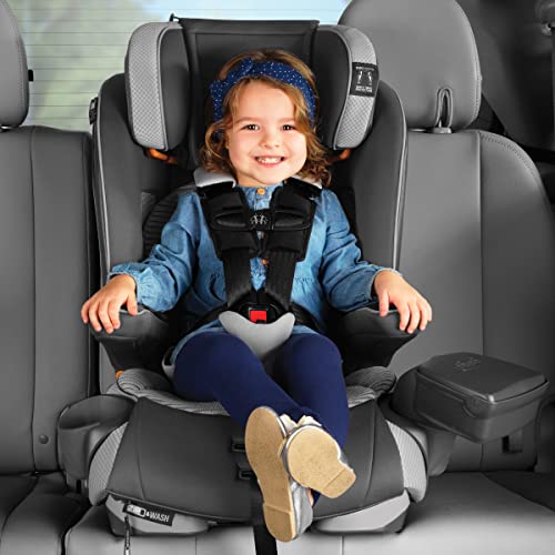 Chicco MyFit Zip Air 2-in-1 Harness + Booster Car Seat for Toddlers and Big Kids, 5-Point Harness, Belt-Positioning Booster, Zip-and-Wash Fabrics, 3D AirMesh for Breathability, Q Collection, Black