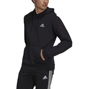 adidas men’s essentials fleece hoodie, black/white, large