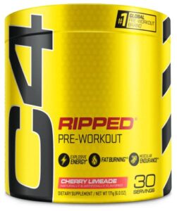 cellucor c4 ripped pre workout powder cherry limeade | creatine free + sugar free preworkout energy supplement for men & women | 150mg caffeine + beta alanine + weight loss | 30 servings