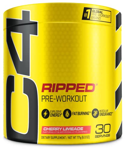 Cellucor C4 Ripped Pre Workout Powder Cherry Limeade | Creatine Free + Sugar Free Preworkout Energy Supplement for Men & Women | 150mg Caffeine + Beta Alanine + Weight Loss | 30 Servings