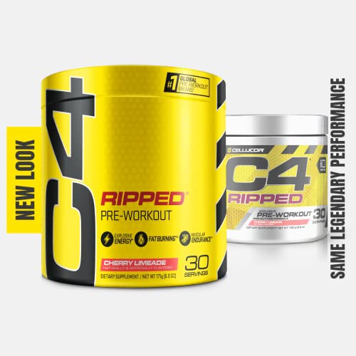 Cellucor C4 Ripped Pre Workout Powder Cherry Limeade | Creatine Free + Sugar Free Preworkout Energy Supplement for Men & Women | 150mg Caffeine + Beta Alanine + Weight Loss | 30 Servings