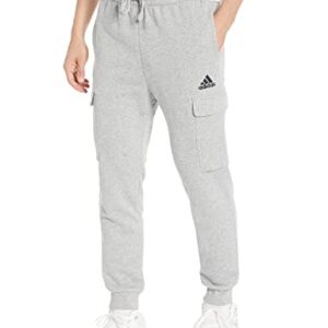 adidas Men's Essentials Fleece Regular Tapered Cargo Pants, Medium Grey Heather/Black, Large