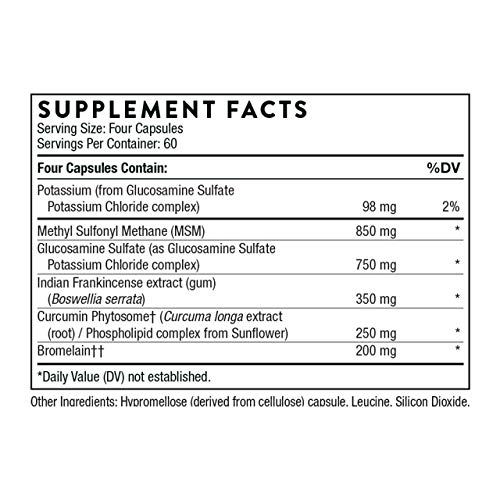 Thorne Joint Support Nutrients - Glucosamine and MSM with Curcumin, Bromelain, and Boswellia for Joint Support - 240 Capsules