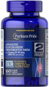 puritans pride triple strength glucosamine chondroitin with vitamin d3 caplets, 160 count