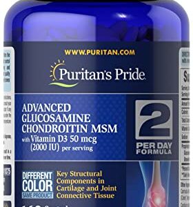 Puritans Pride Triple Strength Glucosamine Chondroitin with Vitamin D3 Caplets, 160 Count