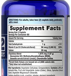 Puritans Pride Triple Strength Glucosamine Chondroitin with Vitamin D3 Caplets, 160 Count