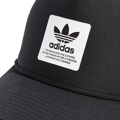 adidas Originals Dispatch Trucker 5-Panel High Crown Mesh-Back Adjustable Strapback Cap, Black/White, One Size