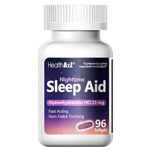 healtha2z nighttime sleep aid 96 softgels | diphenhydramine hcl | fast acting | non habit-forming | adult sleeplessness liquicaps