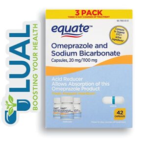 equate omeprazole and sodium bicarbonate capsules, 20 mg/1100 mg, acid reducer, 42 count plus luall fridge magnet