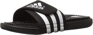 adidas men’s adissage slides sandal, black/white/black, 12