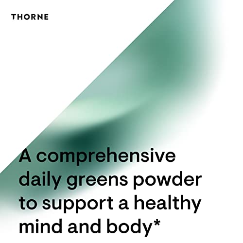 Thorne Daily Greens Plus - Comprehensive Greens Powder with Matcha, Spirulina, Moringa and Adaptogen, Mushroom and Antioxidant Blends - Refreshing, Mint Flavor 6.7 Oz - 30 Servings