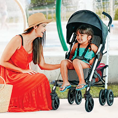 Chicco Liteway Stroller, Compact Fold Baby Stroller with Canopy, Lightweight Aluminum Frame Umbrella Stroller, for Use with Babies and Toddlers up to 40 lbs. | Cosmo/Black/White