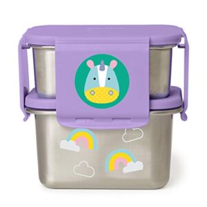 skip hop toddler stainless steel lunch box kit, zoo, unicorn