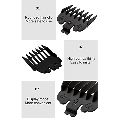 8 Pcs Professional Hair Clipper Combs Guides, Wahl Replacement Guards Set #3171-400 – 1/8” to 1” Fits Most Size Wahl Clippers/Trimmers, Black