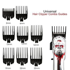 8 Pcs Professional Hair Clipper Combs Guides, Wahl Replacement Guards Set #3171-400 – 1/8” to 1” Fits Most Size Wahl Clippers/Trimmers, Black