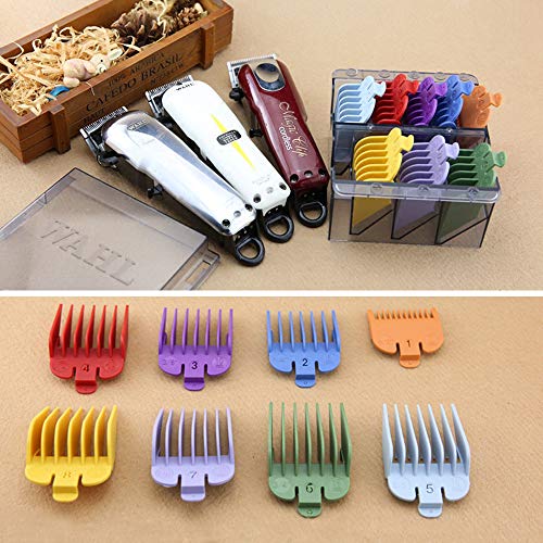 8 Pcs Professional Colorful Hair Clipper Combs Guide Accessories, Wahl Replacement Guards Set #3171-500 – 1/8” to 1” Great for All Wahl Clippers/Trimmers, Random Colors