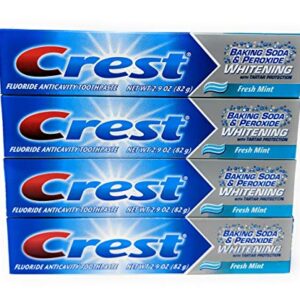 Crest Baking Soda Peroxide Whitening Tartar Toothpaste, 2.9 Oz, Fresh Mint, Pack of 4