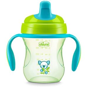 chicco semi-soft spout trainer spill-free sippy cup 7oz. green 6m+
