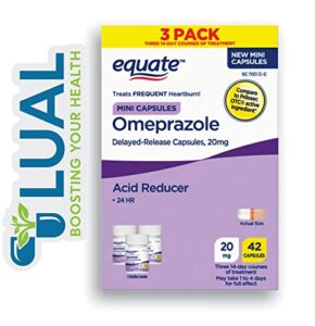 equate omeprazole mini capsules 20 mg, acid reducer, 42 count + luall fridge magnet