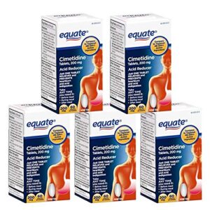 cimetidine 200 mg – heartburn relief, stomach acidity reducer by equate, 60 tablets (pack of 5)