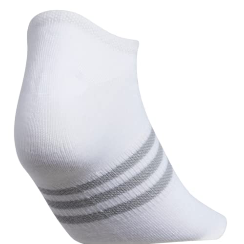 adidas Women's Superlite No Show Socks (6-Pair), White/Clear Onix Grey/Black, Medium