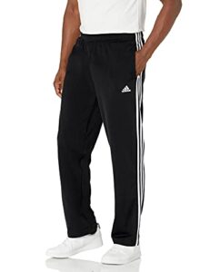 adidas men’s essentials warm-up open hem 3-stripes tracksuit bottoms, black/white, medium