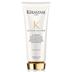kerastase elixir ultime oil-infused conditioner | for normal to dry dull hair | anti-frizz & shine activating | with camellia & argan oils | le fondant | 6.8 fl oz