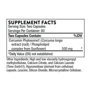 Thorne Curcumin Phytosome 500 mg (Meriva) - Sustained Release, Clinically Studied, High Absorption - Supports Healthy Response in Joints and Muscle - 120 Capsules - 60 Servings