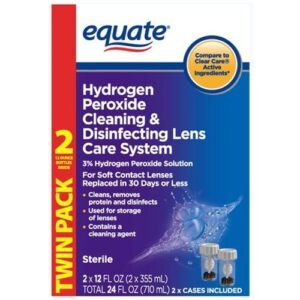 equate hydrogen peroxide cleaning & disinfecting lens care system twinpack, 2×12 fl oz, compare to clear care