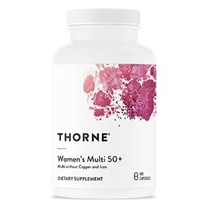 thorne women’s multi 50+ – daily multivitamin without iron and copper for women – comprehensive, foundational support – bone and immune system health – gluten-free – 180 capsules – 30 servings