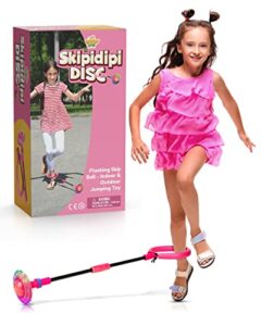 ipidipi toys skip it ankle toy pink flashing retro skipit toy hopper ball – jump rope improve coordination, get exercise the fun way – best retro birthday gift for kids 5, 6, 7, 8, 9, 10, 11