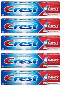crest fluoride anticavity toothpaste, prevents cavities before they start, regular paste, 8.2 ounce (pack of 5)