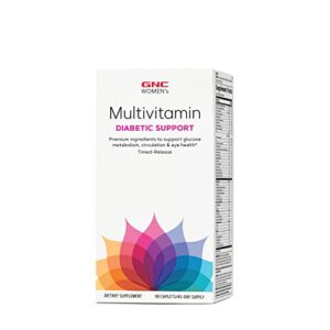 gnc women’s diabetic support multivitamin | maintain healthy blood sugar levels plus targeted eye, nerve and cardiovascular function | daily vitamin supplement | 90 caplets