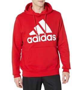 adidas men’s essentials french terry big logo hoodie, better scarlet, large