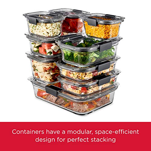 Rubbermaid Brilliance Glass Storage 4.7-Cup Food Containers with Lids, Clear (Pack of 3)