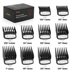 YINKE Clipper Guards Premium for Wahl Clippers Trimmers with Metal Clip - 10 Cutting Lengths from 1/16”to 1”(1.5-25mm) Fits All Full Size Wahl Clippers (pack of 10) (black)