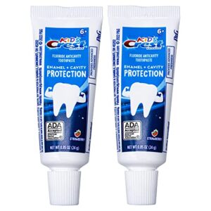 crest kids advanced toothpaste enamel + cavity protection with fluoride for anticavity, travel size 0.85oz (24g) – pack of 2