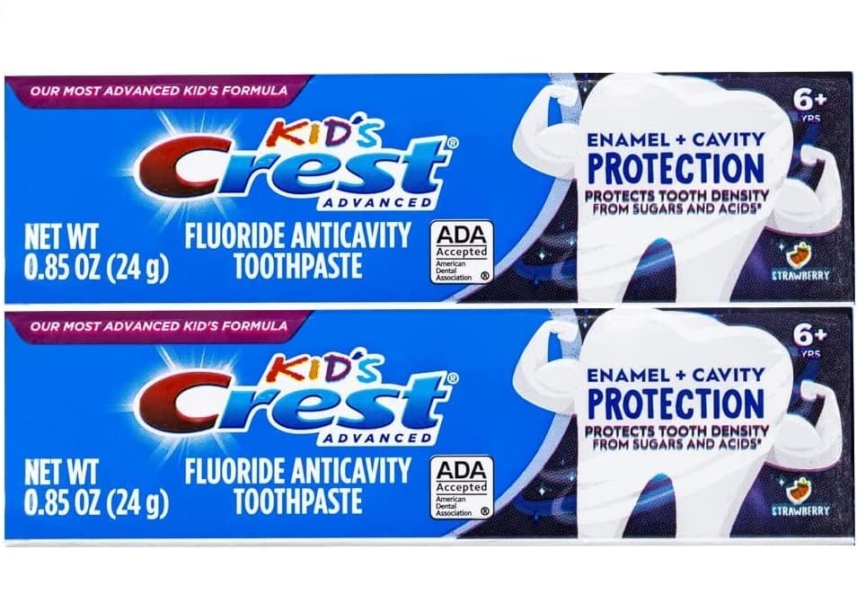Crest Kids Advanced Toothpaste Enamel + Cavity Protection with Fluoride for Anticavity, Travel Size 0.85oz (24g) - Pack of 2