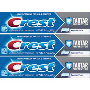 crest tartar protection & anticavity toothpaste with fluoride, regular paste, 2.4oz (pack of 3)