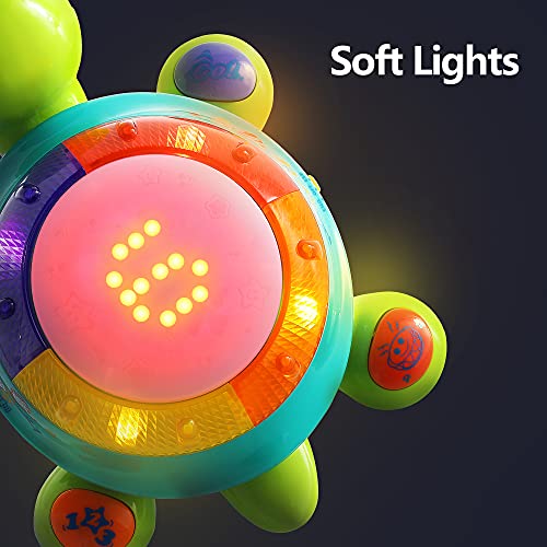 iPlay, iLearn Baby Musical Turtle Toy, Spanish English Bilingual Learning, Toddler Crawling Toys W/ Light & Sound, Infant Development Educational Birthday Gifts 6 7 8 9 10 12 Month 1 Year Old Boy Girl